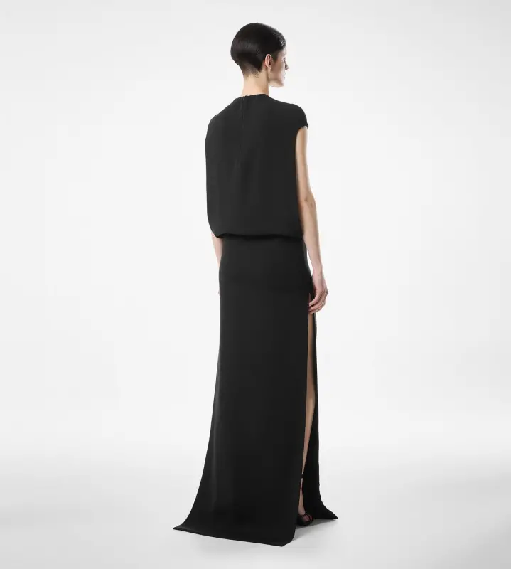 SILK DOUBLE GEORGETTE STRETCH EVENING DRESS BLACK online